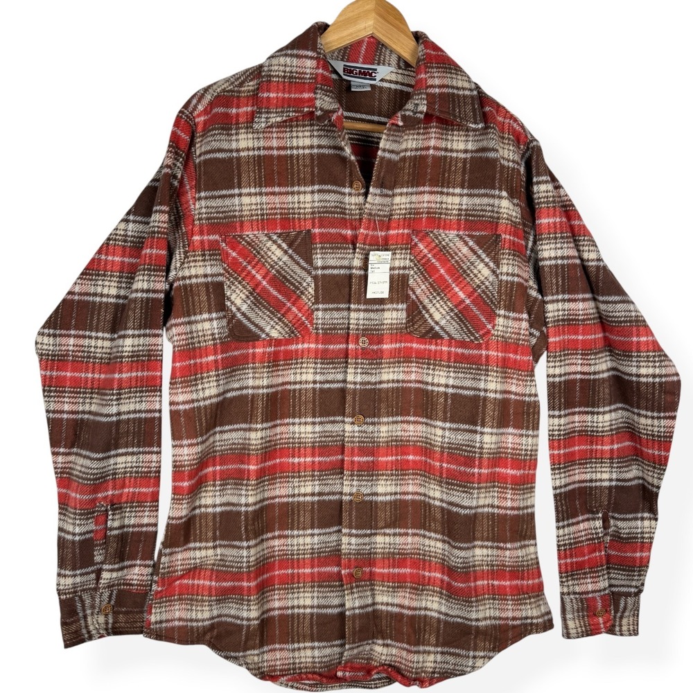 Vintage Deadstock Big Mac Flannel Shirt Mens Size Medium T Plaid JC Penney USA